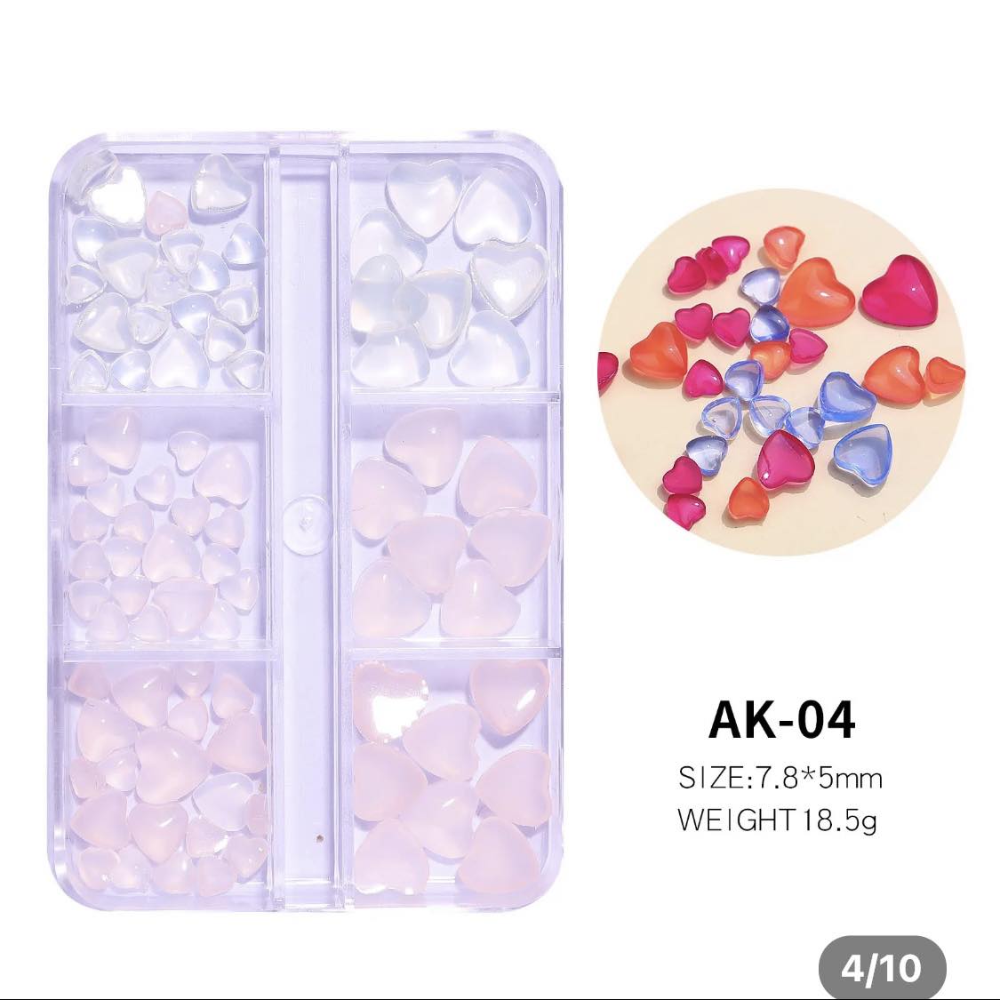 3D RESIN LOVE HEART NAILS ART /AK04