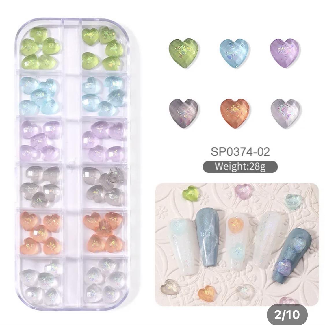 3D LOVE HEART CRYSTAL NAILS ART /SP01