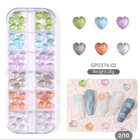 3D LOVE HEART CRYSTAL NAILS ART /SP01