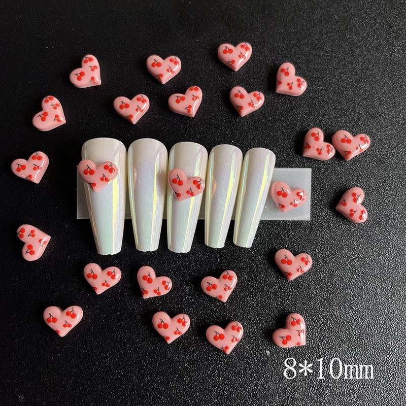 5PCS CHERRY LOVE HEART NAIL CHARMS/13