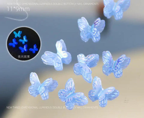 5PCS LUMINOUS BUTTERFLY CHARM/BLUE