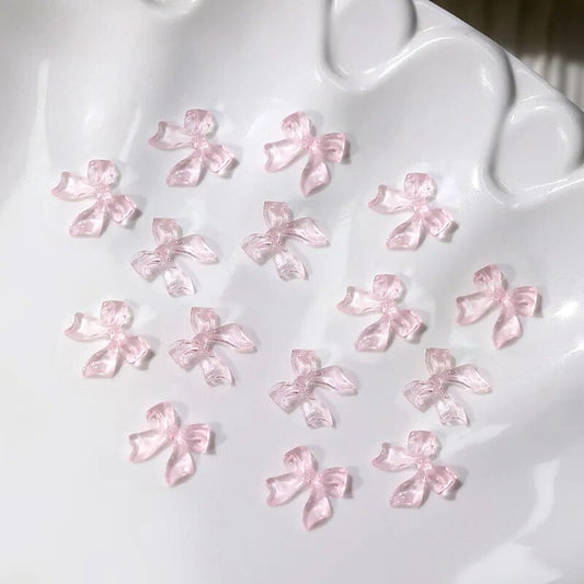 5PCS JELLY CLEAR BOWS CHARM/PINK 2