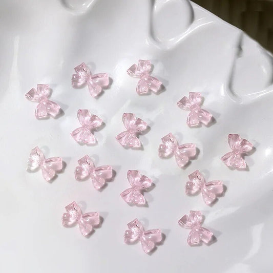 5PCS JELLY CLEAR BOWS CHARM/PINK 1