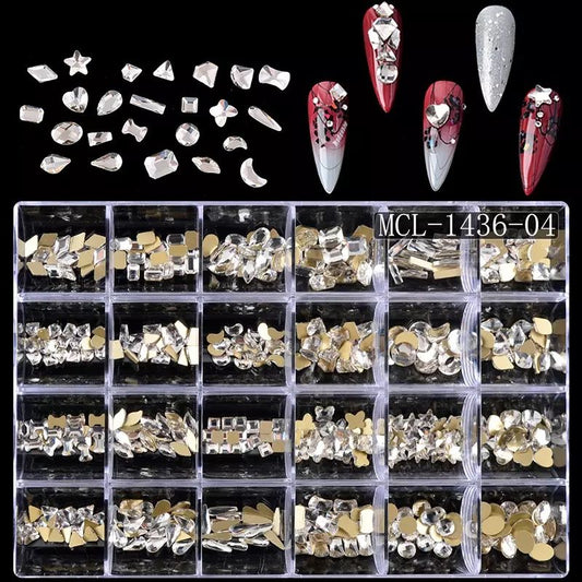 Luxury nail decals 480pcs/set Crystals Stone Flatback 3D Nail Art Rhinestones