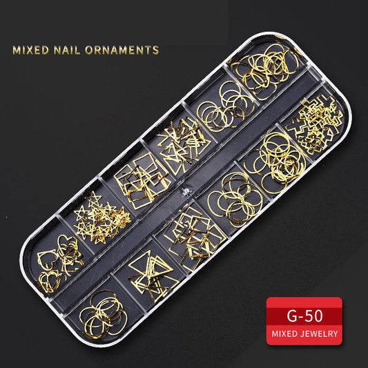 12 Grids Metal Rivet Nail Art Studs Mix Style G50