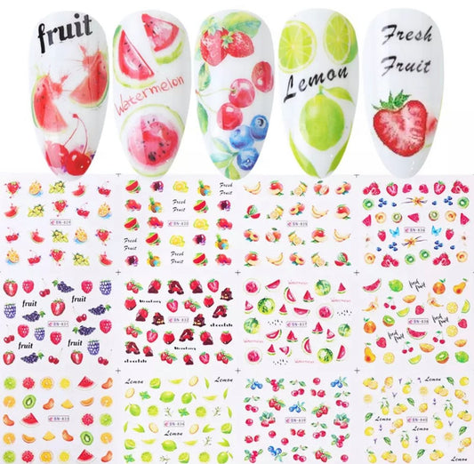 12 Pcs Fruit Nail Stickers Water Transfer