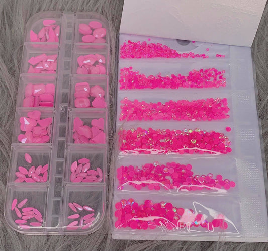 Fancy Shape Glass Flatback Rhinestones For Nail Art - PINK OPAL