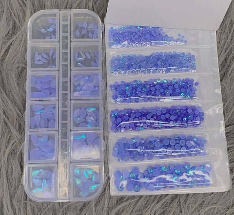 Fancy Shape Glass Flatback Rhinestones For Nail - Blue Opal
