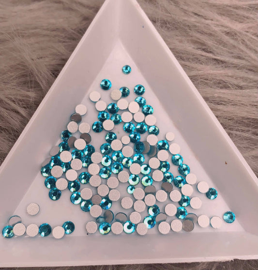 6 Grids In 1Box Mixed Size Crystal 3D Flat Back Nail Art Diamond Gem Shinny #17 Sea Blue