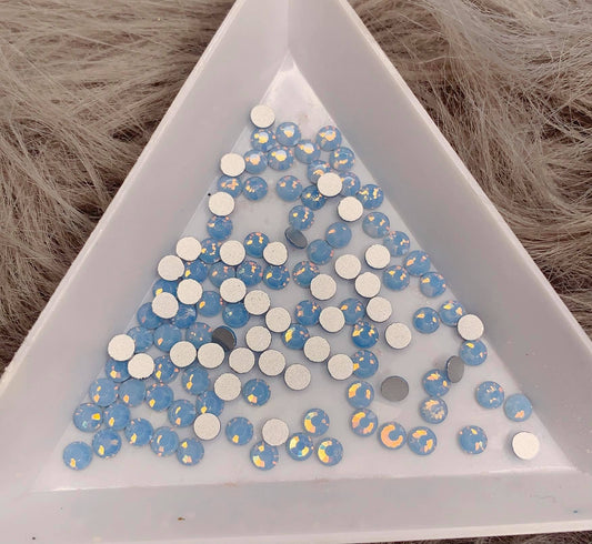 6 Grids In 1Box Mixed Size Crystal 3D Flat Back Nail Art Diamond Gem Shinny #20 Blue Opal