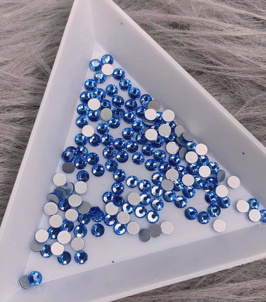 6 Grids In 1Box Mixed Size Crystal 3D Flat Back Nail Art Diamond Gem Shinny #15 Light Blue