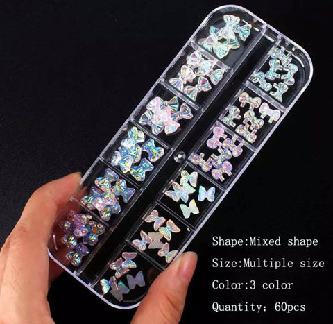 60PCS 3D MIXED AURORA RESIN NAIL ART