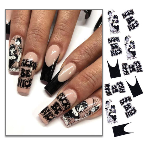 HOT GIRL FRENCH  NAIL DECALS SET  ST111
