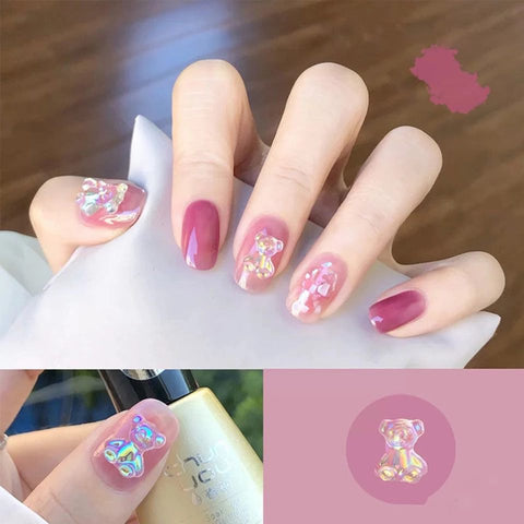 60PCS 3D CUTE BEAR AURORA RESIN NAIL ART