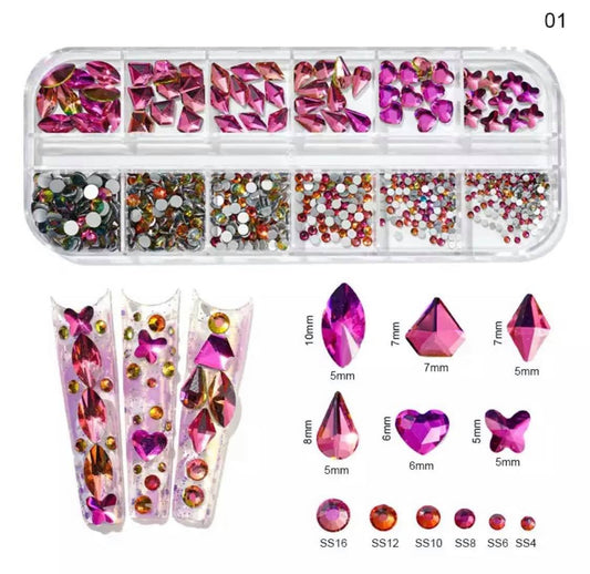 12Grid Box Multi Size Rhinestones Flatback / Symphony 01