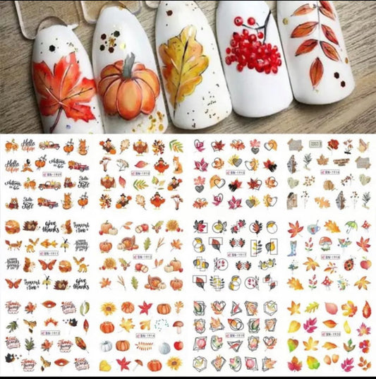 12Pcs Autumn Nail Stickers Water Transfer/BN1917