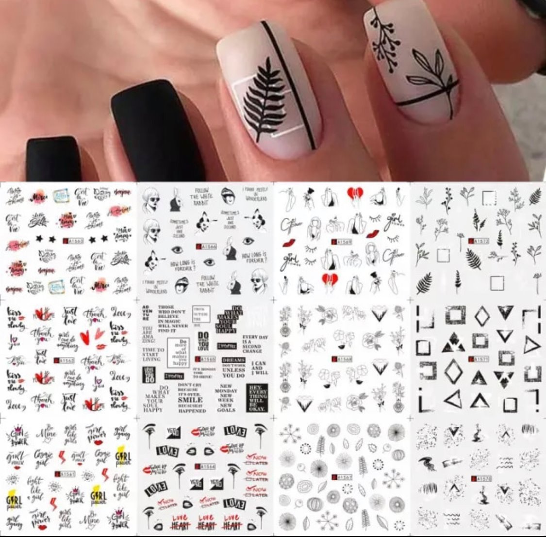 12 Pcs Nail Stickers Water Transfer/A1568