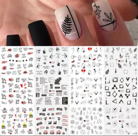 12 Pcs Nail Stickers Water Transfer/A1568