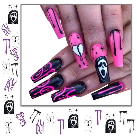 SKULL SMILEY  NAIL DECALS SET  ST114