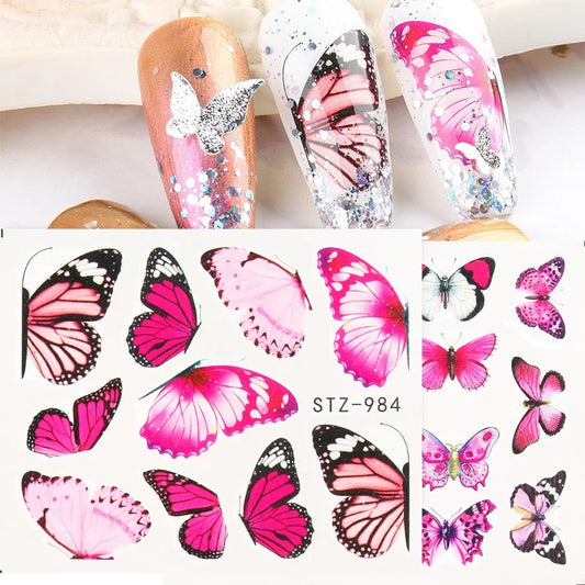 4Pcs Butterfly Nail Stickers Water Transfer/ST985