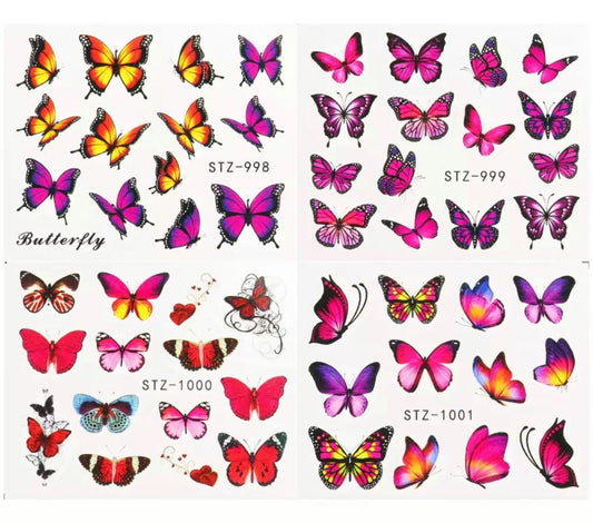 4Pcs Butterfly Nail Stickers Water Transfer/ST999