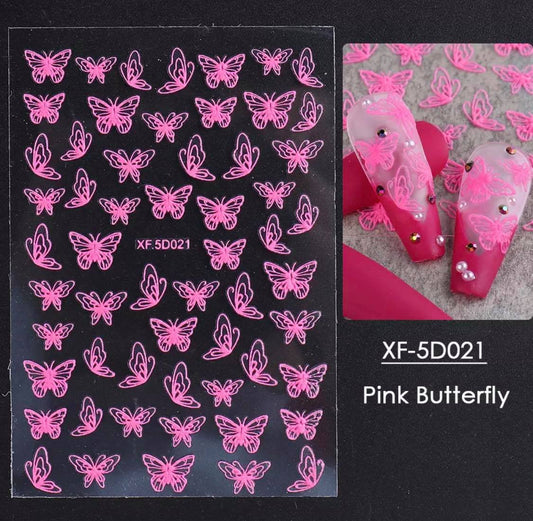 5D Butterfly Stickers XF021 PINK