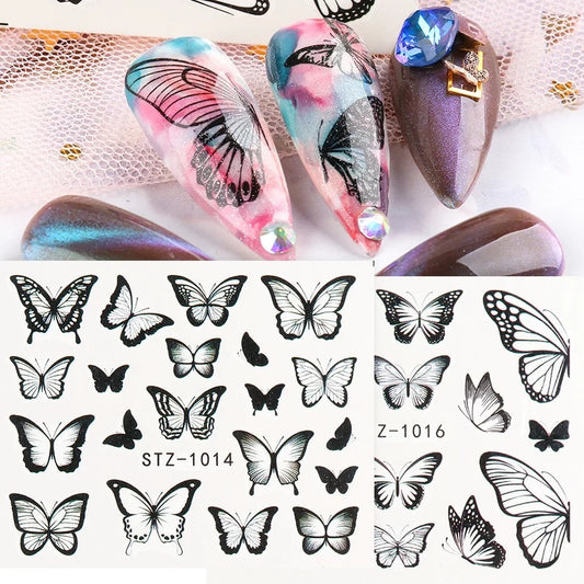 4Pcs Butterfly Nail Stickers Water Transfer/ST1015