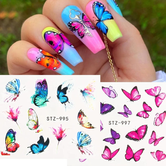 4Pcs Butterfly Nail Stickers Water Transfer/ST995