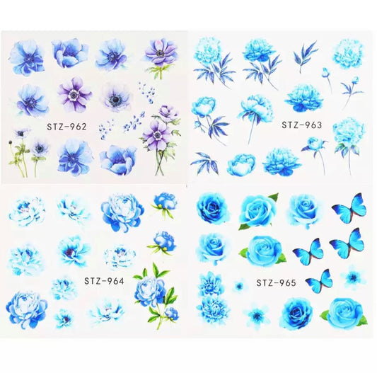 4Pcs Flowers Nail Stickers Water Transfer/ST965