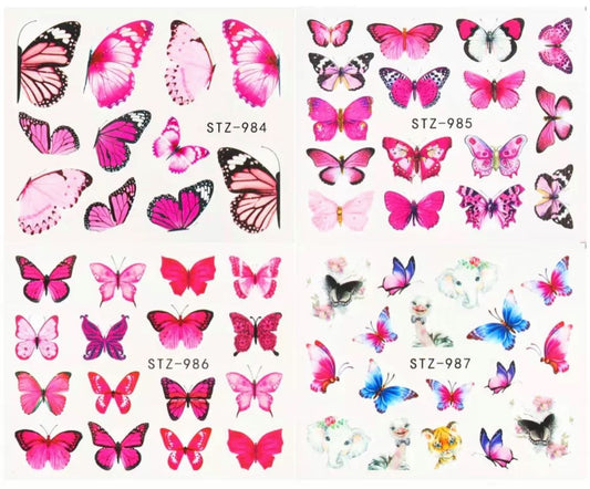 4Pcs Butterfly Nail Stickers Water Transfer/ST985