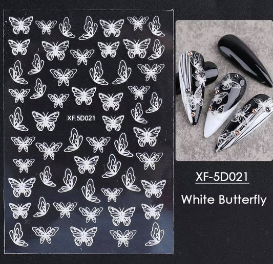 5D Butterfly Stickers XF021 White