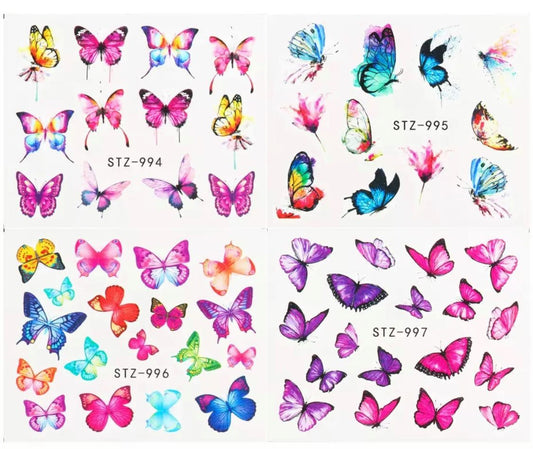 4Pcs Butterfly Nail Stickers Water Transfer/ST995