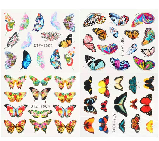 4Pcs Butterfly Nail Stickers Water Transfer/ST1004