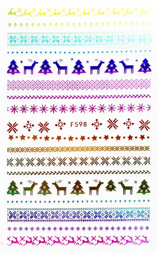 Christmas Nail Stickers F598 RAINBOW