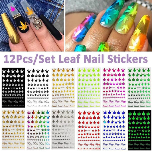 12PCS Weed Leaf Stickers