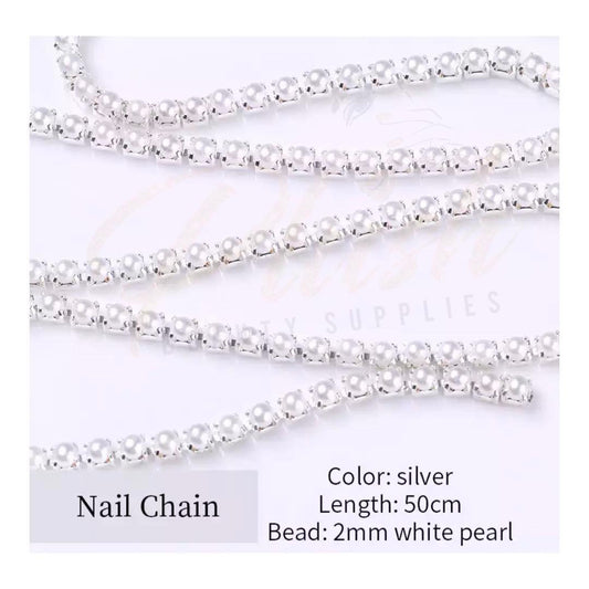 NAIL CHAIN /PEARL SILVER