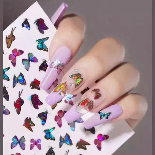 12PCS Holographic Laser Butterfly Nails Stickers