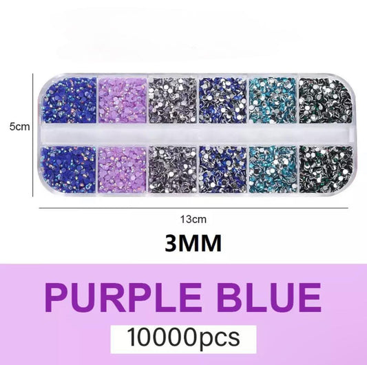 MIXED COLOR AB PIXIE JELLY RHINESTONES FAT BACK/ PURPLE BLUE