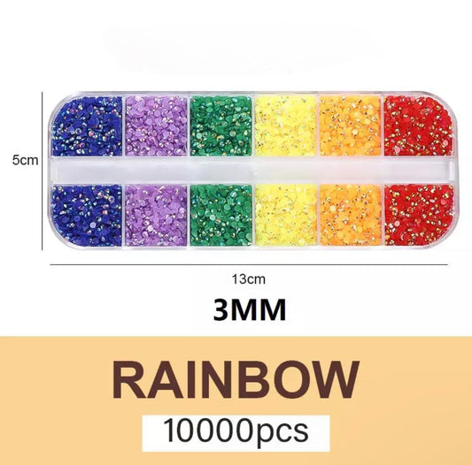 MIXED COLOR AB PIXIE JELLY RHINESTONES FAT BACK/ RAINBOW