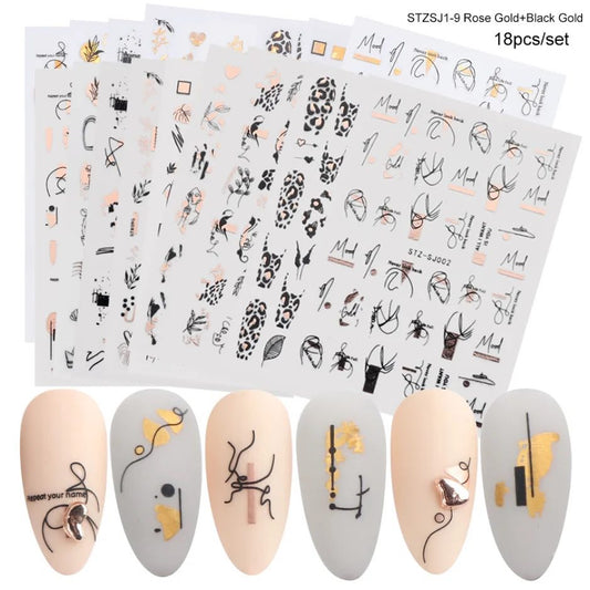 18pcs Nail Stickers Set