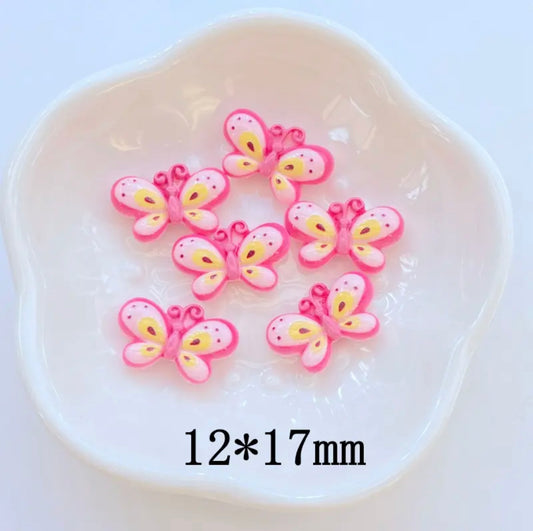 5PCS MINI PINK BUTTERFLY CHARMS