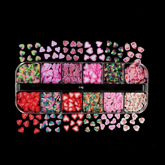 Polymer Clay Slices Sequins For Nail Design Valentines Love Heart  Flakes Nail Decorations