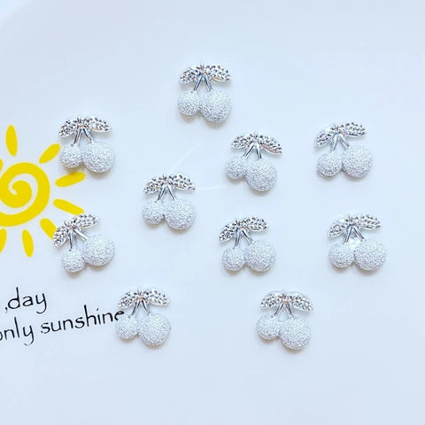 5PCS SLIVER CHERRY CHARMS