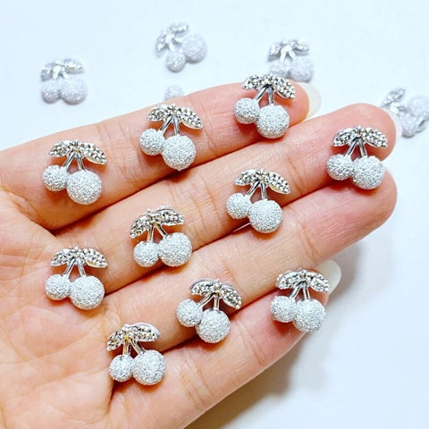 5PCS SLIVER CHERRY CHARMS