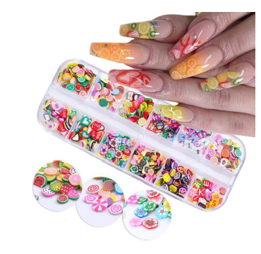 12 Grids Mix Fruit Flower Clay Nail Art